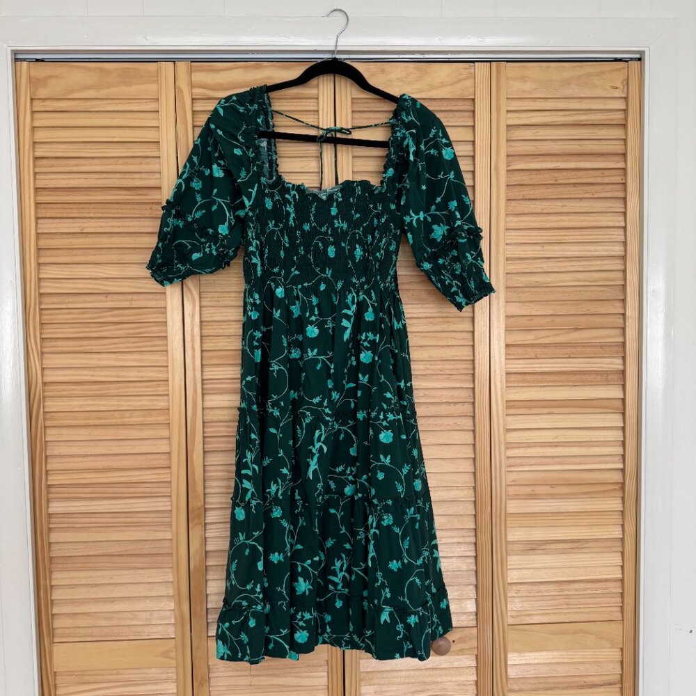 Hill House Home Nesli Nap Dress Emerald Floral (Size L) - Picture 4 of 8